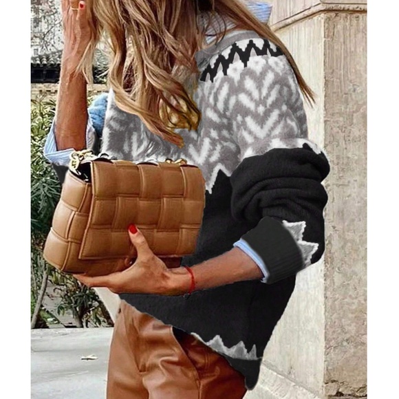 Cozy Fair Isle Print Oversized Sweater Top - Picture 13 of 14